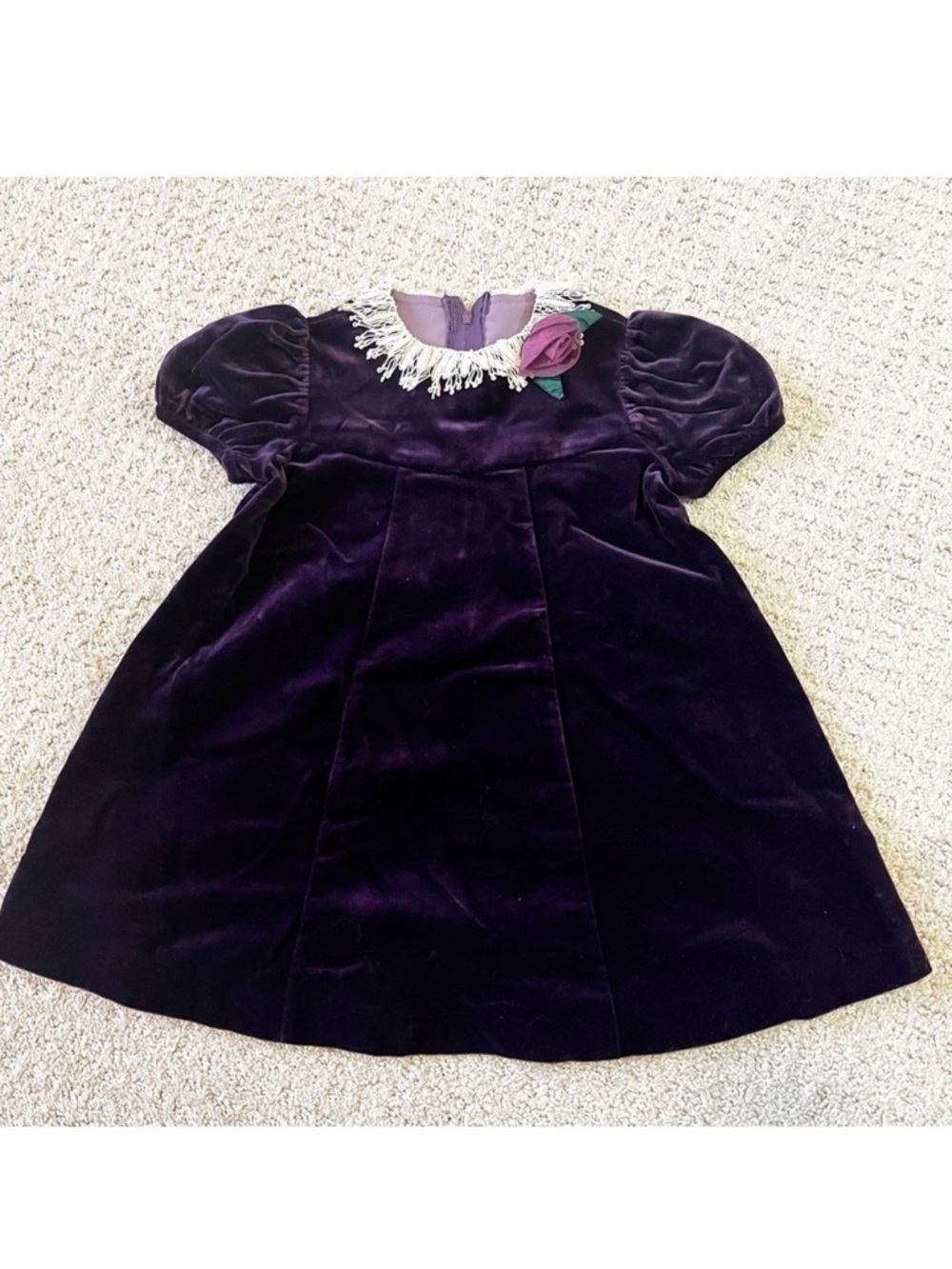 Florence Eiseman Girls Purple Dress Velvet Holiday Sz 4 4T Easter Wedding Formal